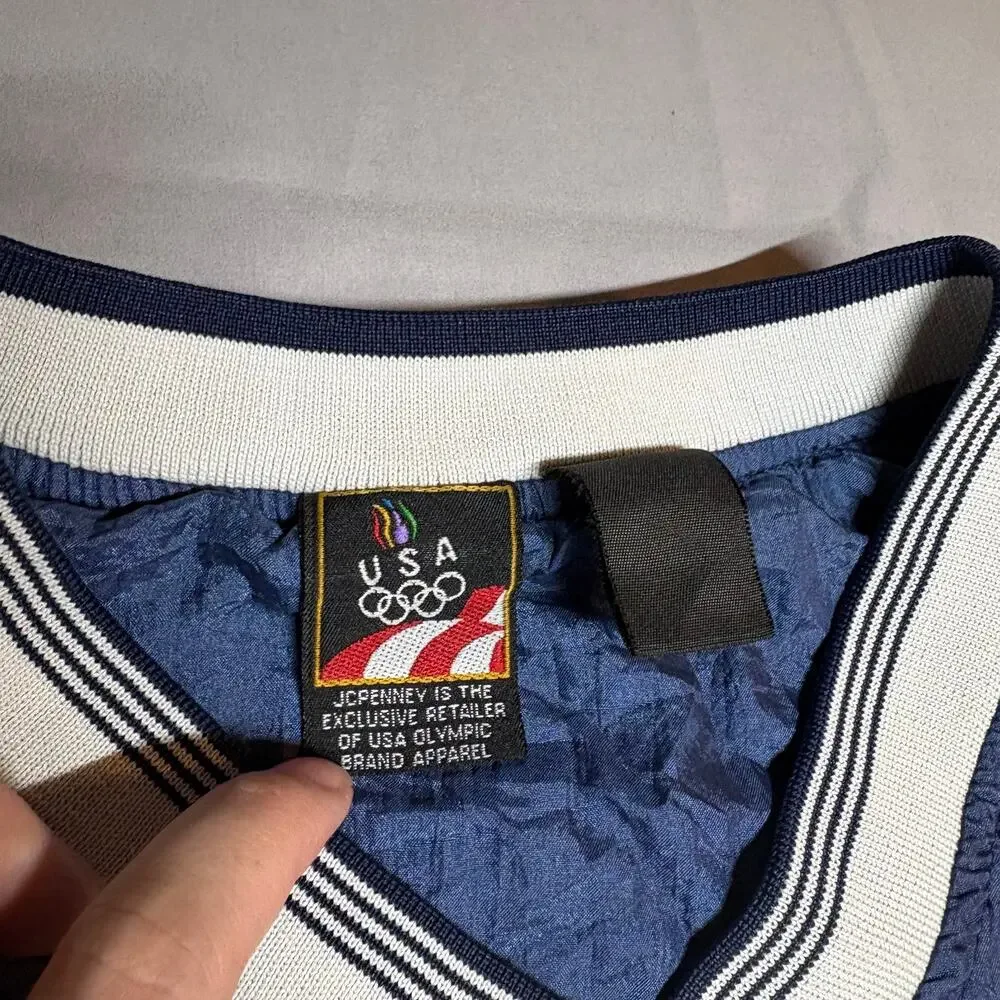 Vintage blue team usa olympics pullover windbreaker